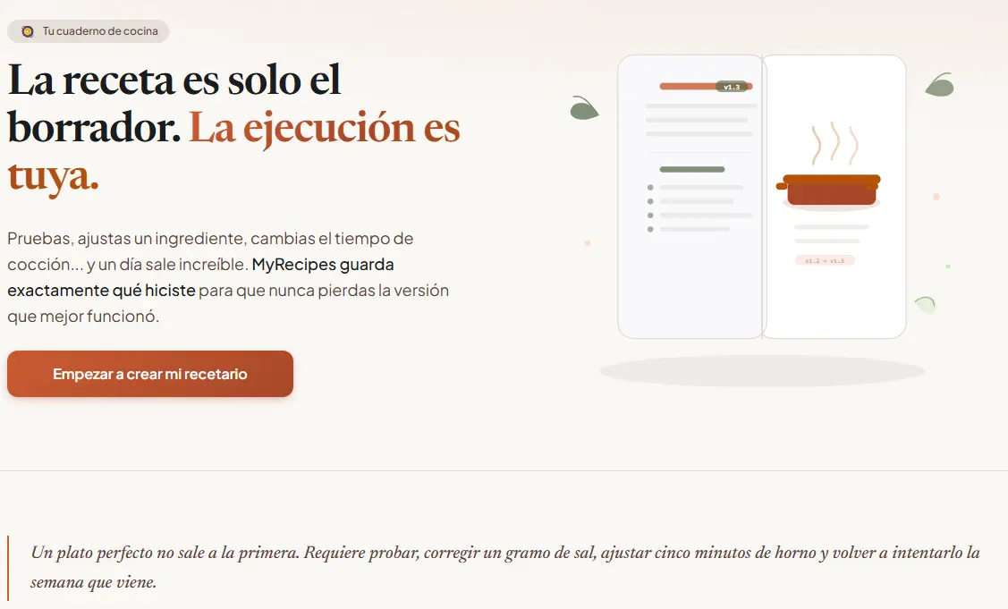 Captura de pantalla del proyecto MyRecipes
