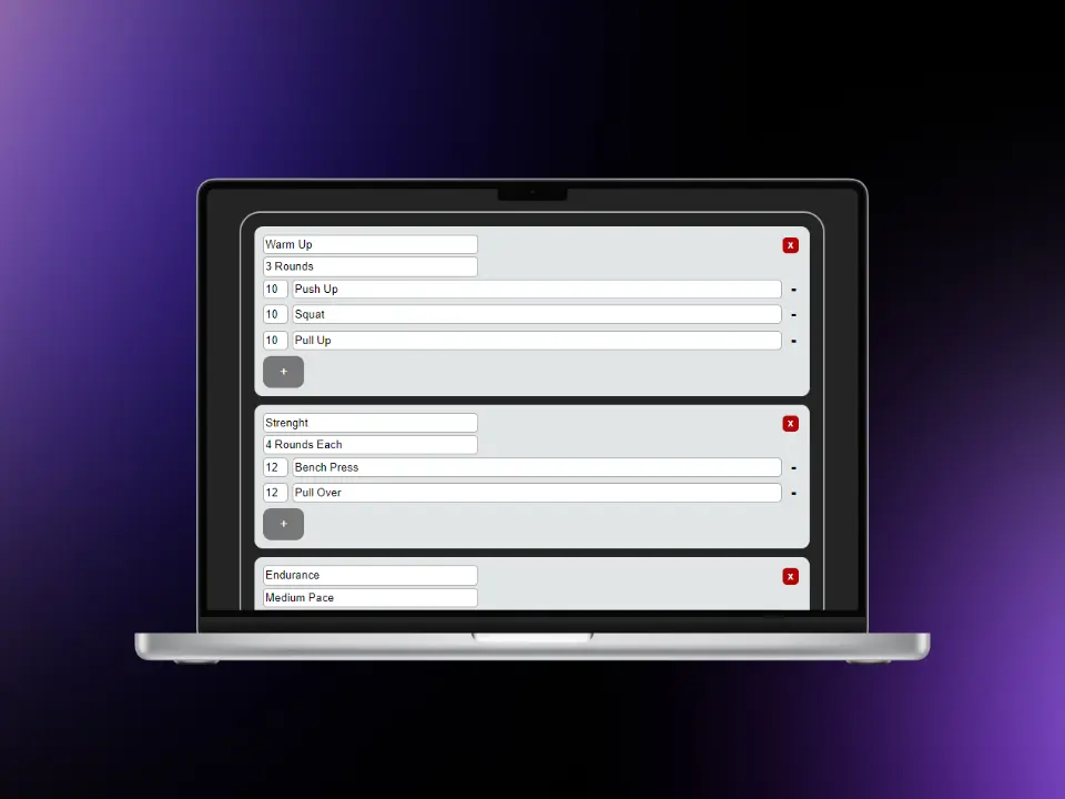 Captura de pantalla del proyecto Training App