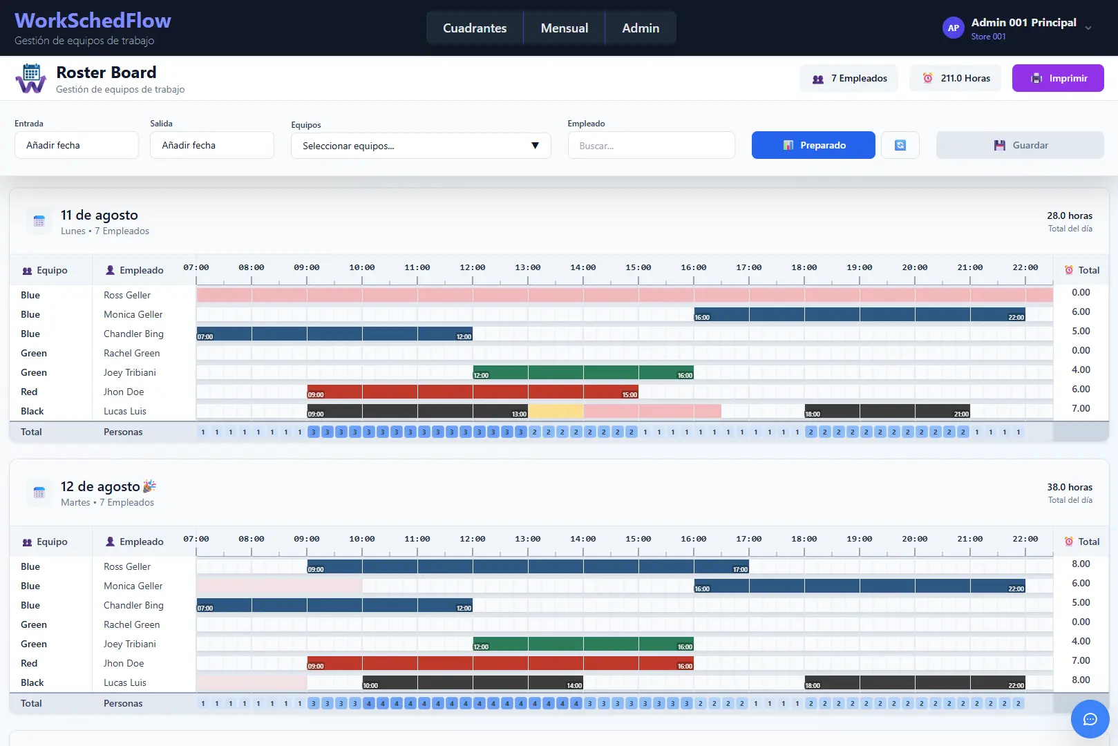 Captura de pantalla del proyecto WorkSchedFlow